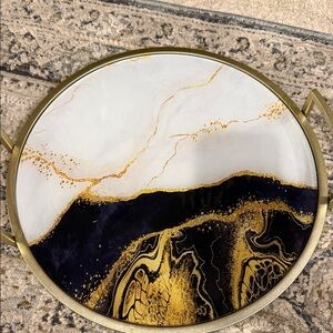 Gold and Black Marble Serving Tray